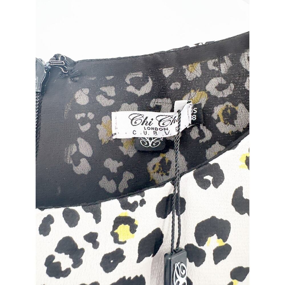 CHI CHI LONDON Curve Vida Mix Animal Print Dress Size 18 Monochrome NEW - Picture 4 of 7